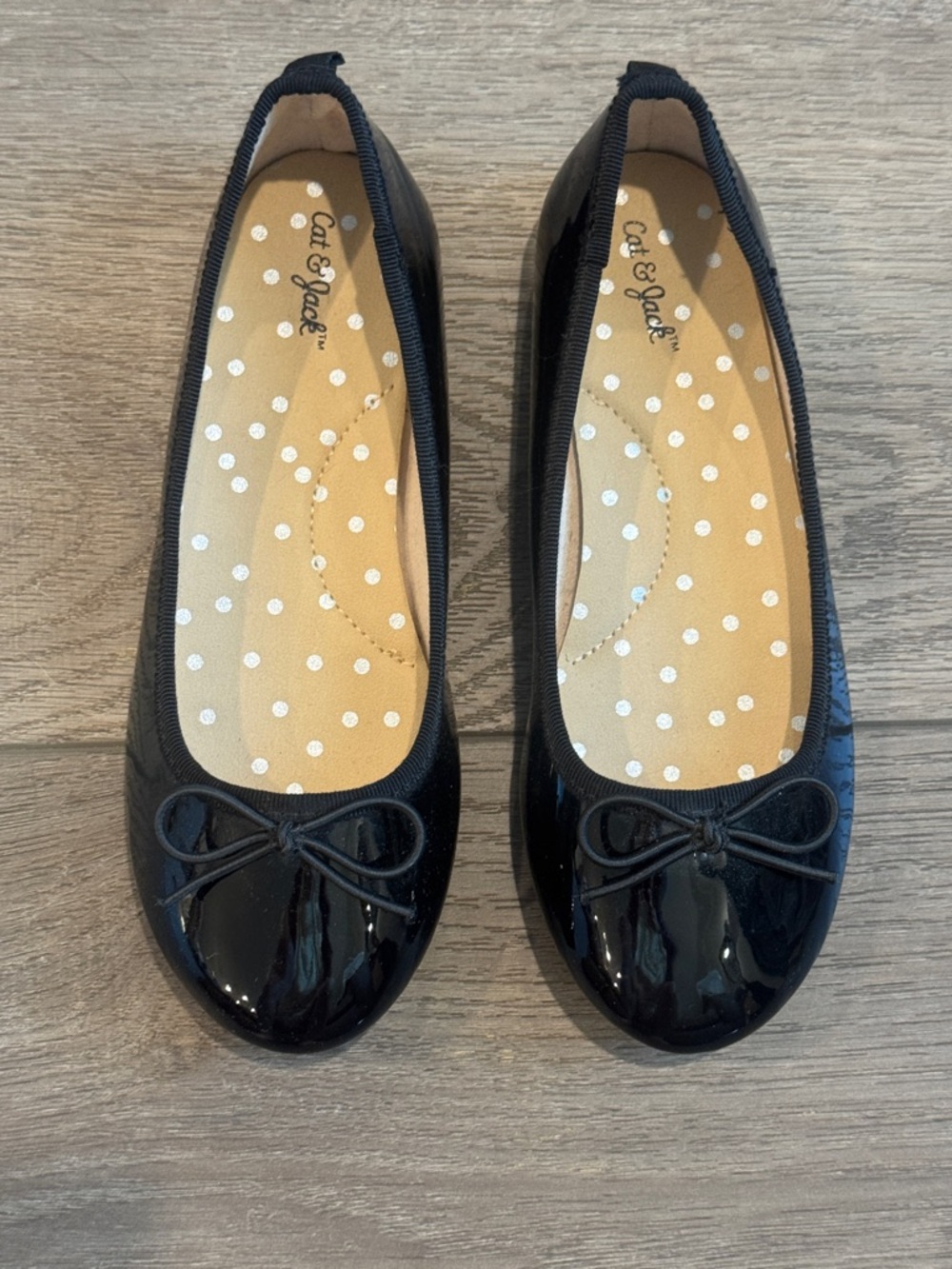 Cat & Jack Black Patent Bow Girls Ballet Flats